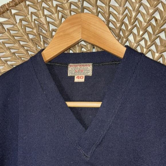 1940s Vintage O’Shea Wool Varsity Sweater – Navy & Gold – Size 40  Small/Medium) - Picture 4 of 9